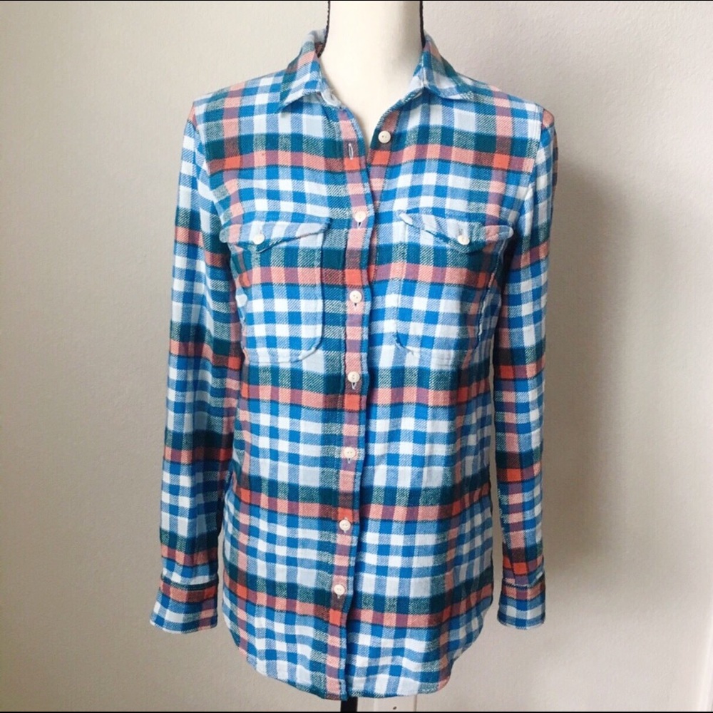 J.Crew Boyfriend Flannel Shirt In Horizon Blue 00